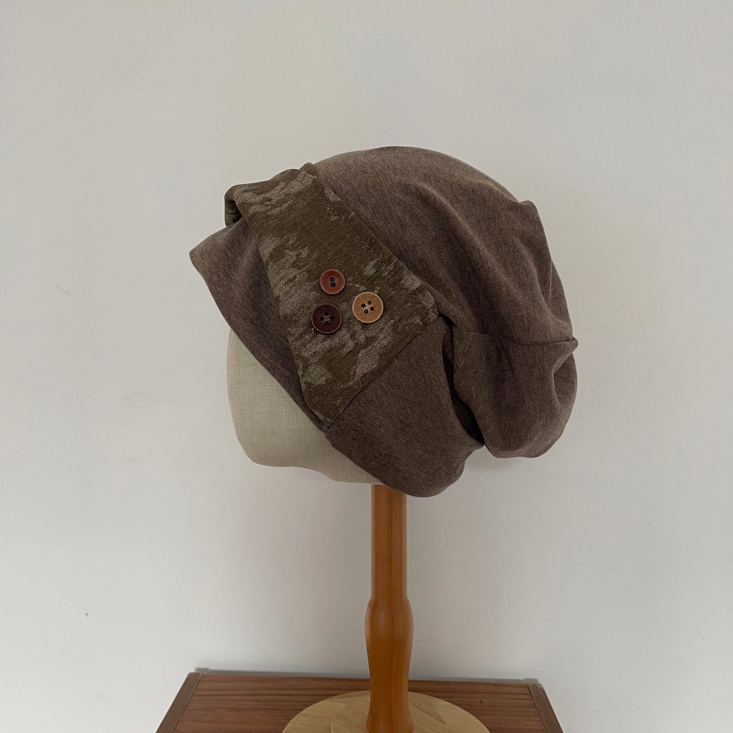 Slouchy Beanie with Decorative Buttons