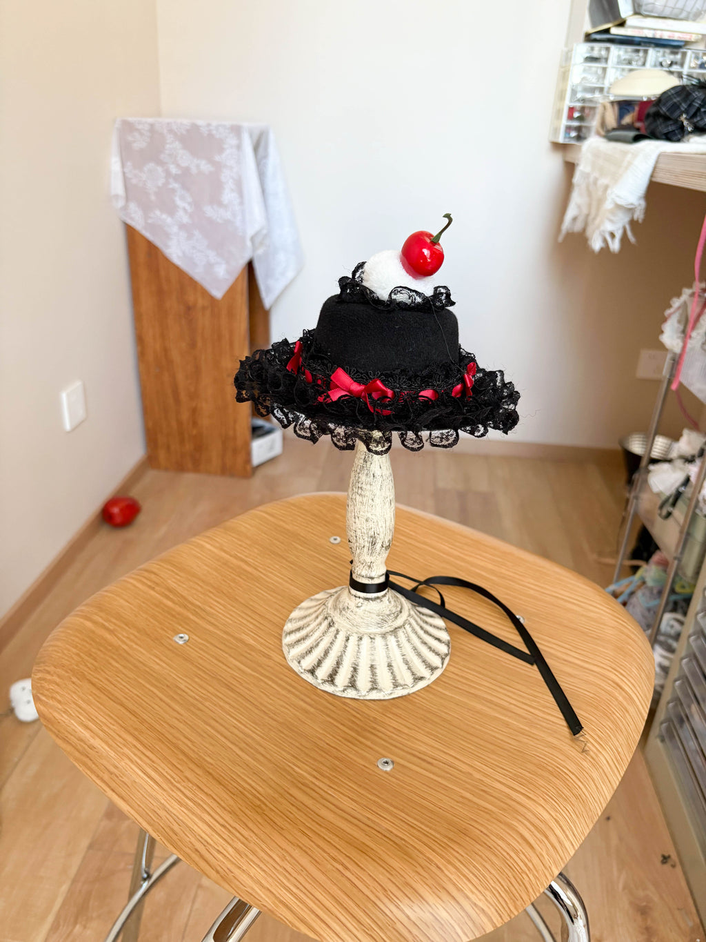 Dark Cherry Mousse Lolita Mini Top Hat