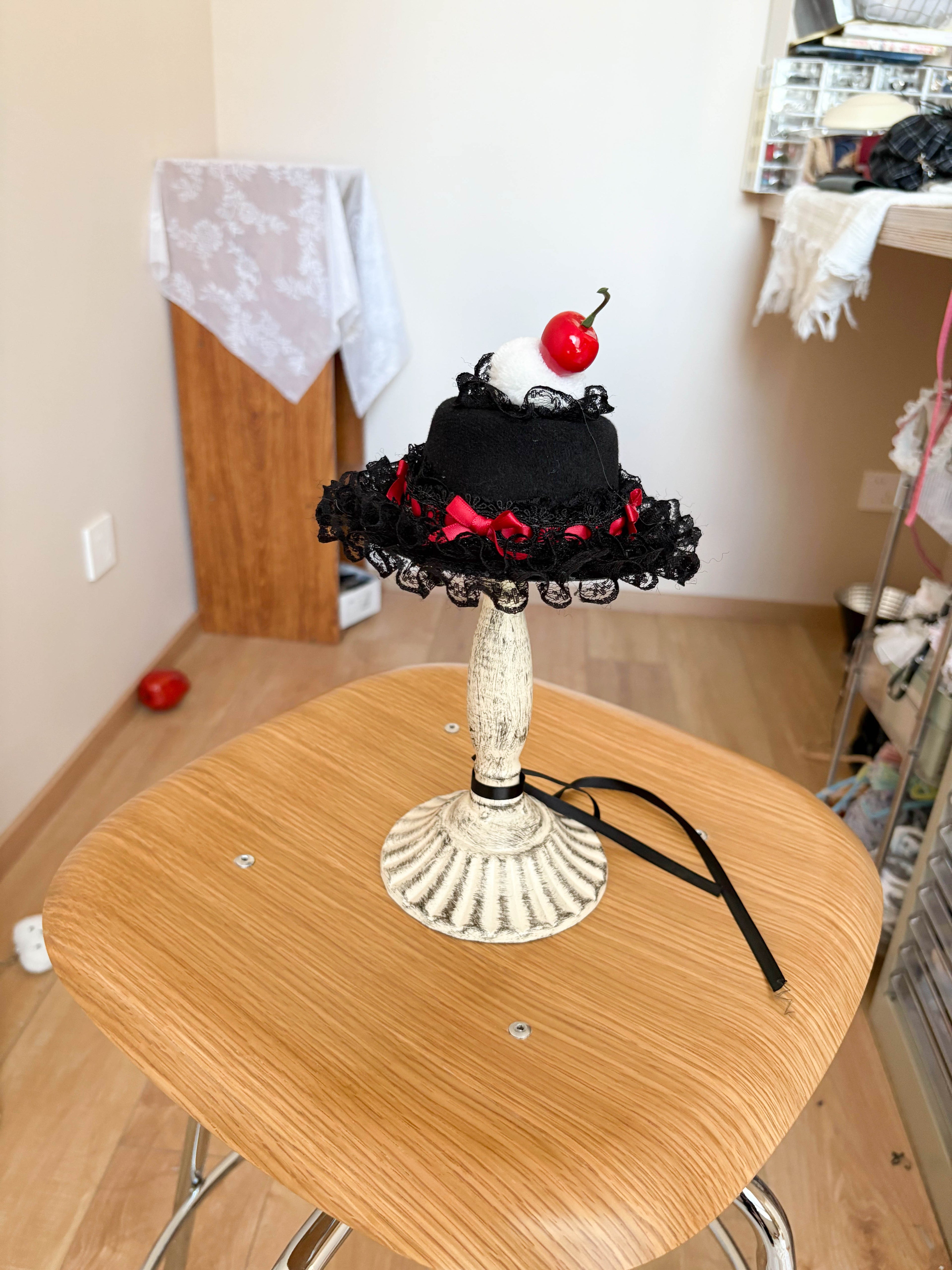 Dark Cherry Mousse Lolita Mini Top Hat