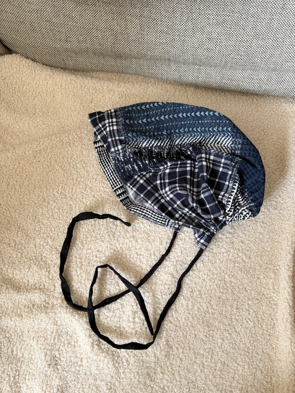 Vintage Plaid & Houndstooth Patchwork Bonnet