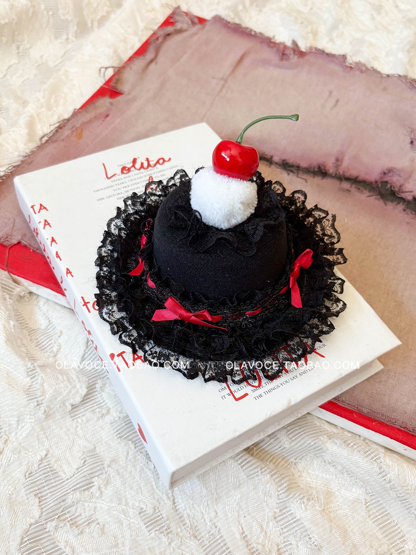 Dark Cherry Mousse Lolita Mini Top Hat