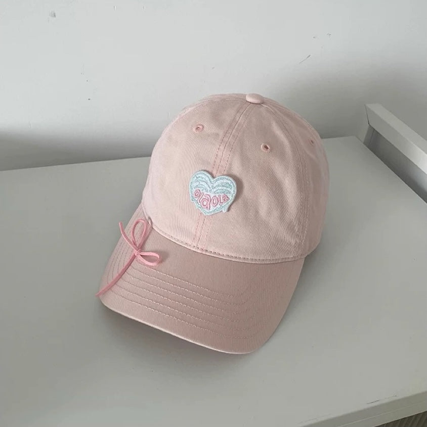 Blush Heart Ribbon Dad Hat