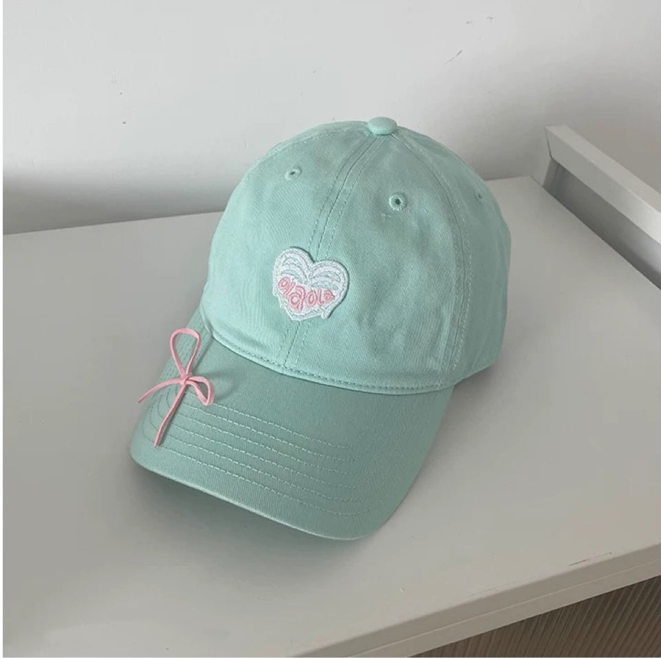Blush Heart Ribbon Dad Hat