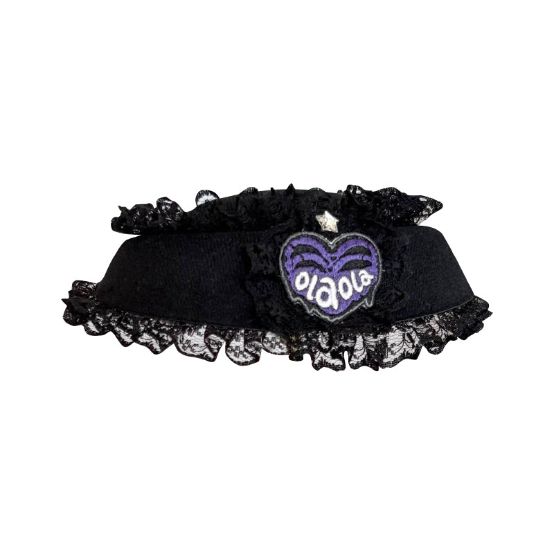 Dark Lolita Lace-Trimmed Heart Beret