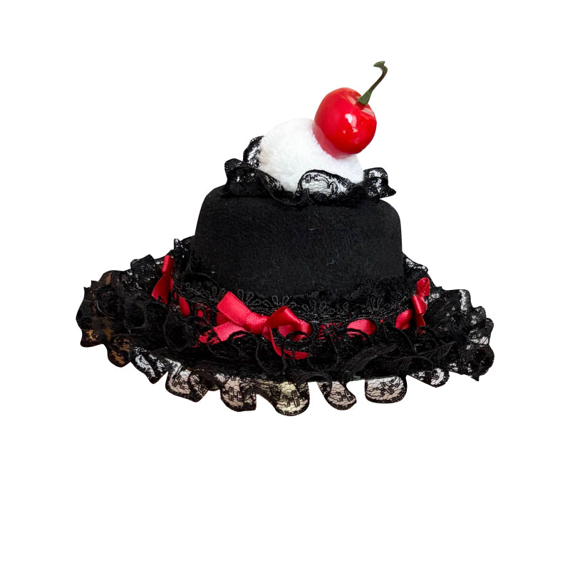 Dark Cherry Mousse Lolita Mini Top Hat