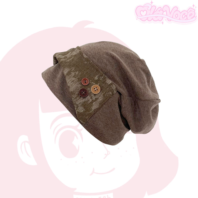 Slouchy Beanie with Decorative Buttons