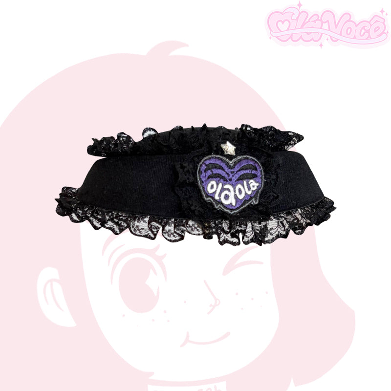 Dark Lolita Lace-Trimmed Heart Beret