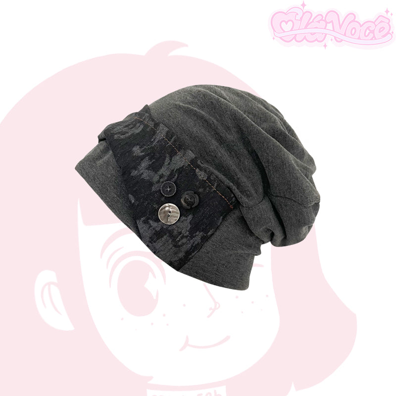 Slouchy Beanie with Decorative Buttons