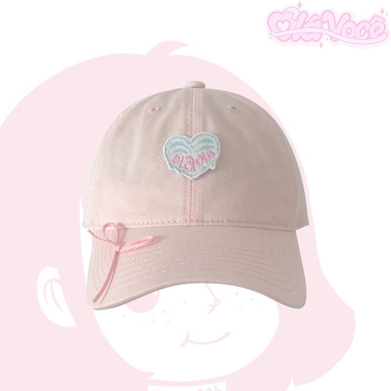 Blush Heart Ribbon Dad Hat