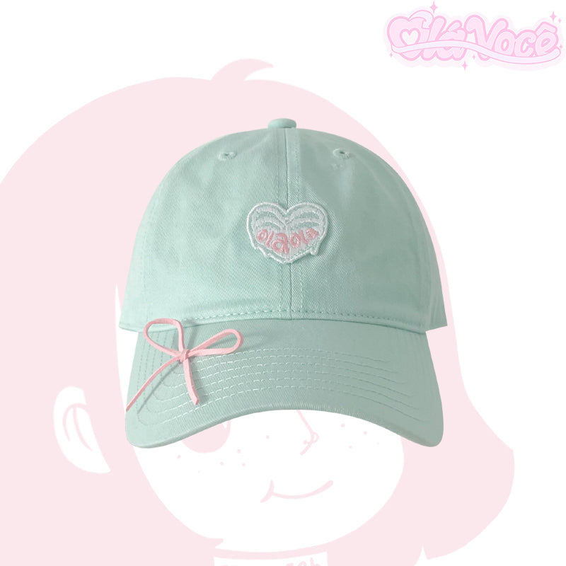 Blush Heart Ribbon Dad Hat